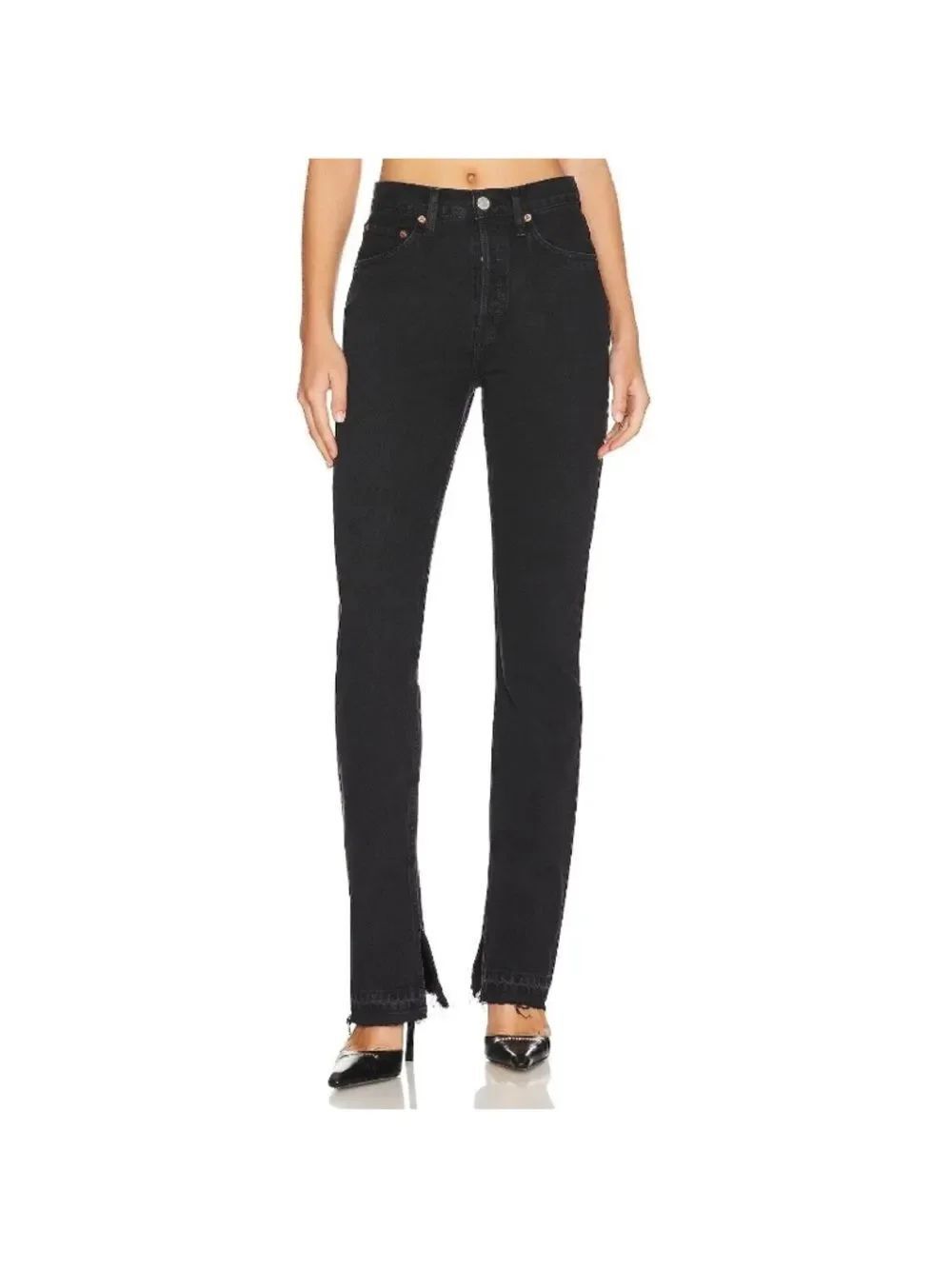 Re/Done 70s High Rise Boot Skinny in Washed Black Size 28